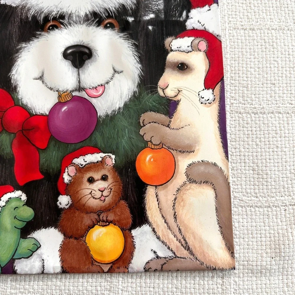 VTG 2003 Renaissance Christmas‎ Gift Bag Animals Dog Cat Hamster Holiday Cute